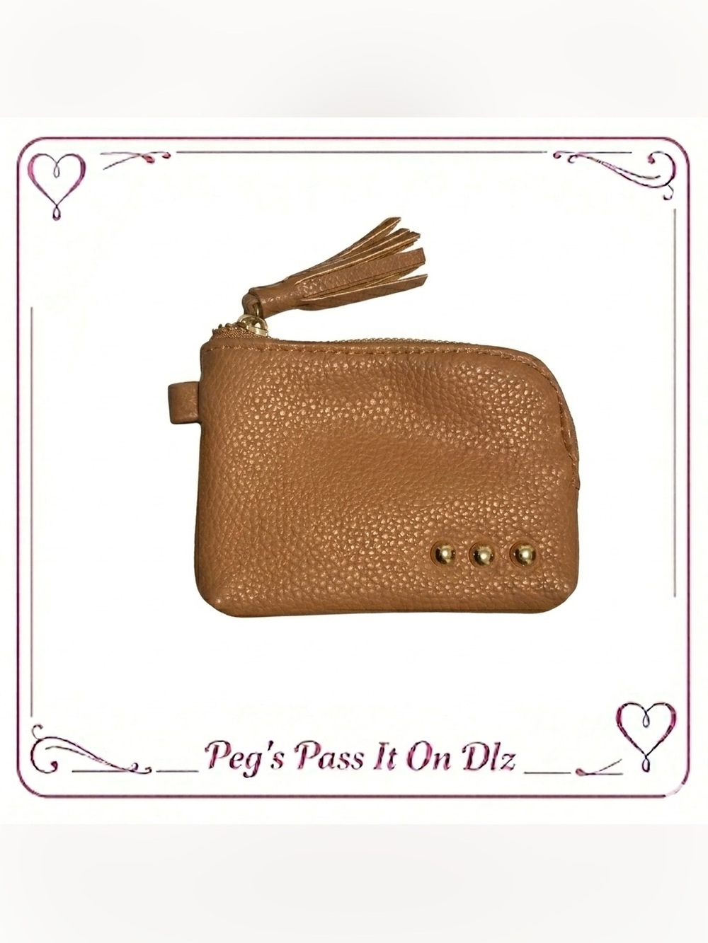 Pretty Simple Brown PARIS Mini Card Wallet Pebbled and Vegan Leather